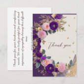 D'accompagnement Élégant Carte de remerciements funéraire à fleurs (Devant / Derrière)