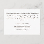 D'accompagnement Élégant Carte de remerciements funéraire à fleurs (Dos)