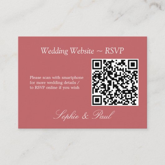 D'accompagnement Elegant Dusty Rose rose QR Code Site Web Carte RSV (Devant)