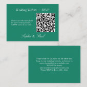 D'accompagnement Élégant Emerald Green QR Code Site Web Carte RSVP (Devant / Derrière)