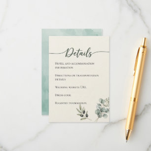 D'accompagnement Elegant Eucalyptus Mariage Détails Carte de boîtie