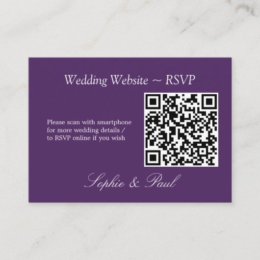 D'accompagnement Elégant foncé violet QR Code site Web carte RSVP (Devant)