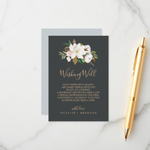 D'accompagnement Élégant Magnolia   Carte Mariage noir Wishing Well