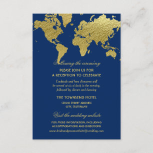 D'accompagnement Elégant Marine Blue Gold World Carte Réception de