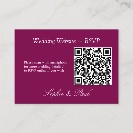 D'accompagnement Elegant Mulberry QR Code Site Web Carte RSVP (Devant)