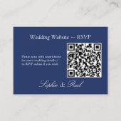 D'accompagnement Elegant Navy Blue QR Code Site Web Carte RSVP (Devant)