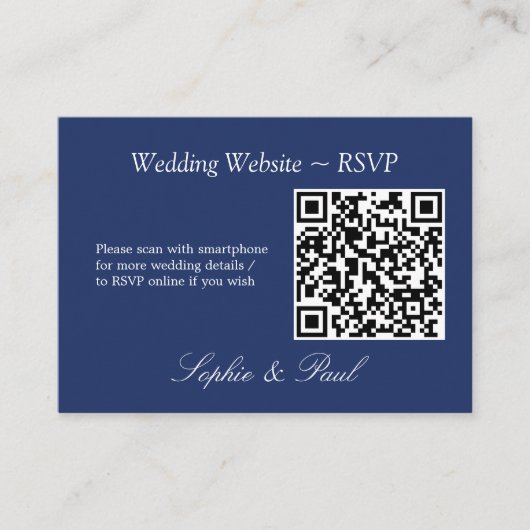 D'accompagnement Elegant Navy Blue QR Code Site Web Carte RSVP (Devant)