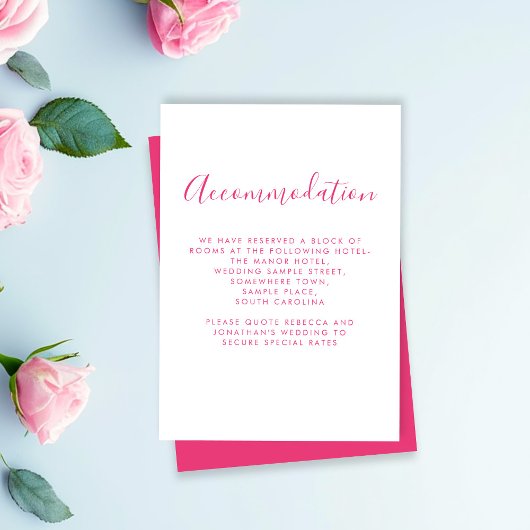 D'accompagnement Elégant rose minimal Mariage carte d'hébergement