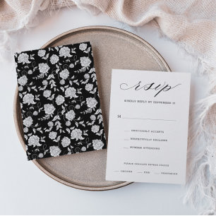 D'accompagnement Élégant Script Floral Wedding Carte RSVP