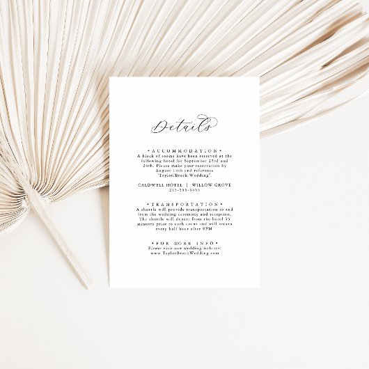 D'accompagnement Élégant Script Mariage Détails Carte de boîtier