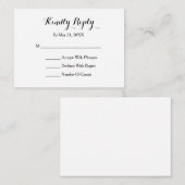 D'accompagnement Élégant script noir blanc carte RSVP (Devant / Derrière)