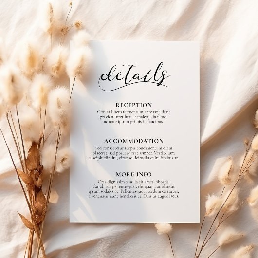 D'accompagnement Elégante calligraphie mariage carte d'information 