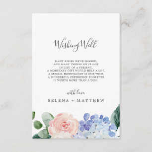 D'accompagnement Elégante carte de bien-être Mariage Blue Hydrangea
