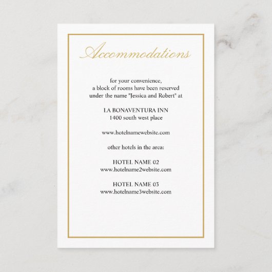 D'accompagnement Élégante carte de boîtier de script or vertical (Dos)