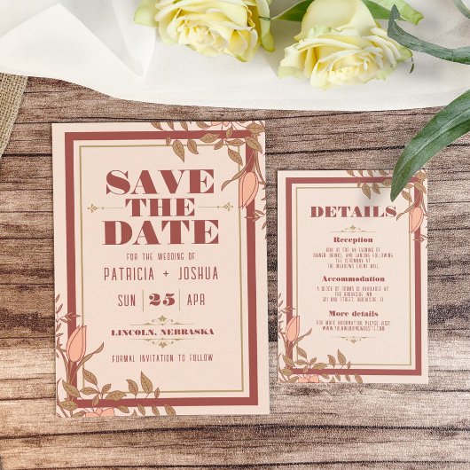 D'accompagnement Élégante carte de boîtier Mariage floral Retro Blu