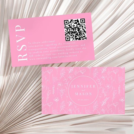 D'accompagnement Elégante carte de code RSVP QR pour mariage floral