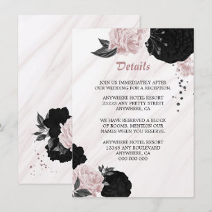 D'accompagnement Élégante carte de détail de fleurs roses noires