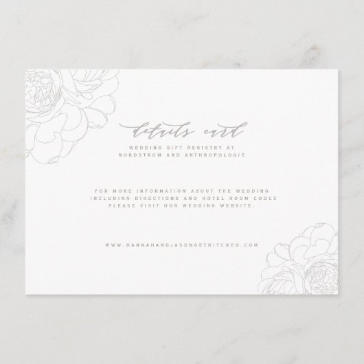 D'accompagnement Elégante carte de détails mariage floral (Devant)