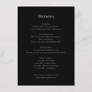 D'accompagnement Elégante carte de détails Mariage noir et blanc