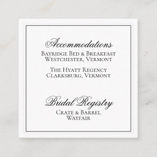 D'accompagnement Elégante carte de détails Mariage noir et blanc (Devant)