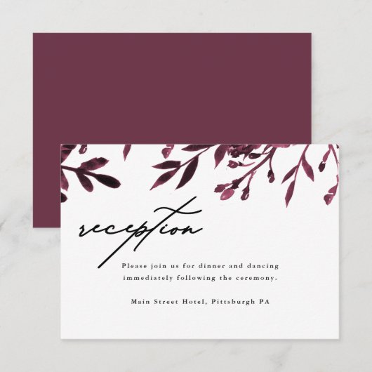 D'accompagnement Elégante carte de réception de mariage botanique (Devant / Derrière)