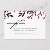 D'accompagnement Elégante carte de réception de mariage botanique (Devant)