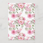 D'accompagnement Élégante Carte de réception de mariage rose floral (Dos)