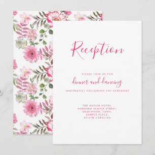 D'accompagnement Élégante Carte de réception de mariage rose floral
