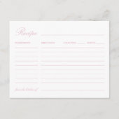 D'accompagnement Elégante carte de recette Fête des mariées rose ro (Devant)