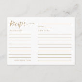 D'accompagnement Élégante carte de recette pour future mariée en ca (Dos)