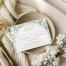 Elégante carte de réponse de mariage à l'arc flora