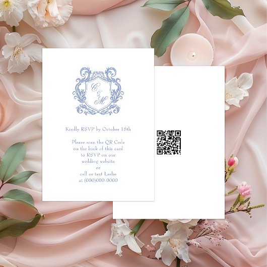 D'accompagnement Élégante carte de réponse QR Code avec monogramme 