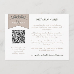 D'accompagnement Élégante carte Mariage de code QR Tan noir Insérer