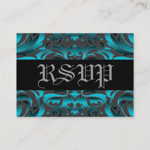 D'accompagnement Elégante carte Mariage Turquoise foncé Damask RSVP