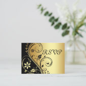 D'accompagnement Elégante carte RSVP Gold & Black Floral Scroll (Debout devant)
