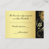 D'accompagnement Elégante carte RSVP Gold & Black Floral Scroll (Dos)