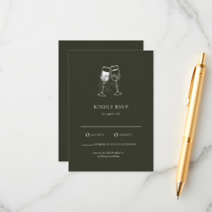 D'accompagnement Elégante carte RSVP mariage vert en bois d'olive