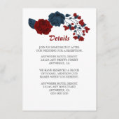 D'accompagnement Elégante marine & fleurs rouges détails carte boît (Devant)