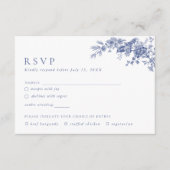 D'accompagnement Elégante Toile Français Blue Floral carte RSVP (Devant)