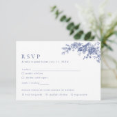 D'accompagnement Elégante Toile Français Blue Floral carte RSVP (Debout devant)