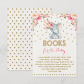 D'accompagnement Eléphant Floral Rose Or Apportez une carte d'inser (Devant / Derrière)