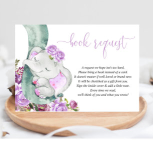 D'accompagnement Eléphant violet livre floral au lieu de carte