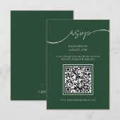 D'accompagnement Emerald Green Moderne QR Code Mariage Carte RSVP (Devant / Derrière)