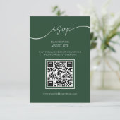 D'accompagnement Emerald Green Moderne QR Code Mariage Carte RSVP (Debout devant)