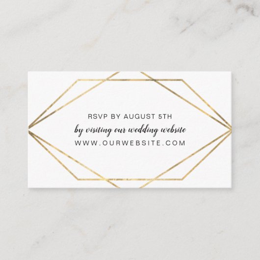 D'accompagnement Faux Gold Geometry Frame mariage RSVP carte en lig (Devant)