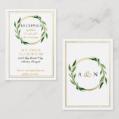 D'accompagnement Faux Golden Wreath Carte de réception de mariage (Devant / Derrière)