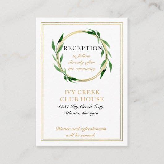 D'accompagnement Faux Golden Wreath Carte de réception de mariage (Devant)