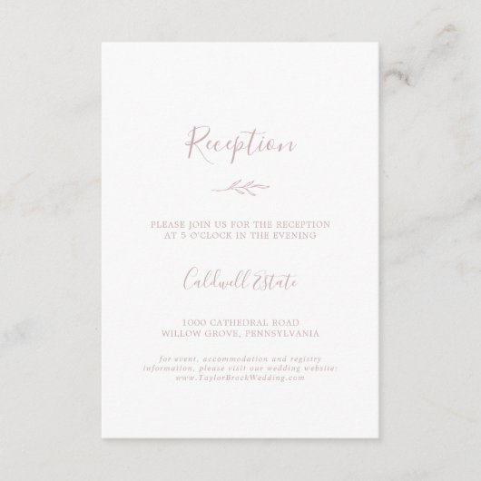 D'accompagnement Feuille minimale | Carte d'insertion de réception (Devant)