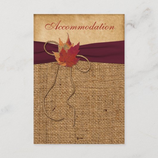 D'accompagnement Feuilles d'automne, FAUX Burlap Carte de boîtier - (Devant)