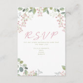 D'accompagnement Feuilles roses et verts et fleurs carte "RSVP" (Devant)